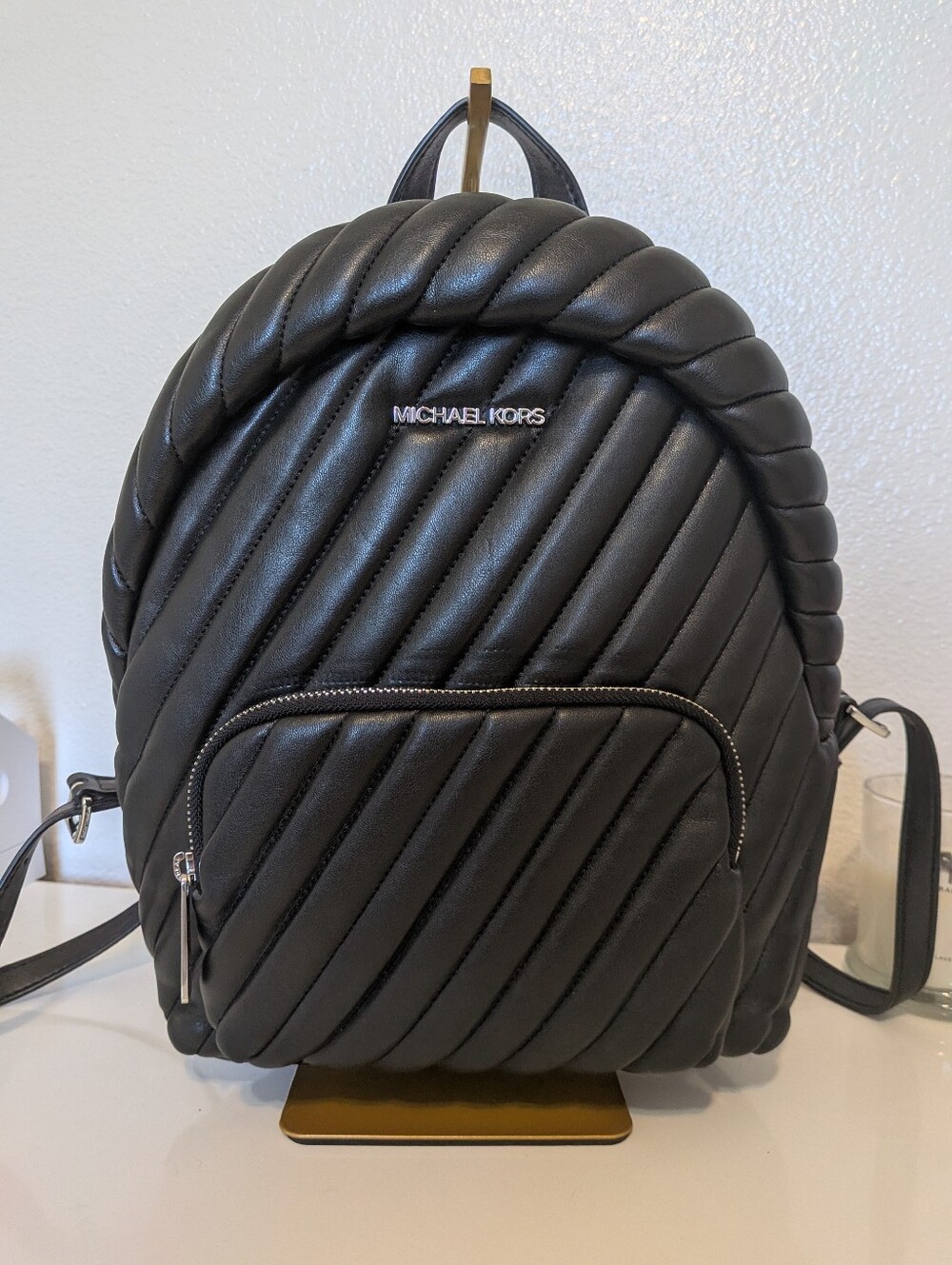 Michael Kors Abbey Quilted Backpack Black